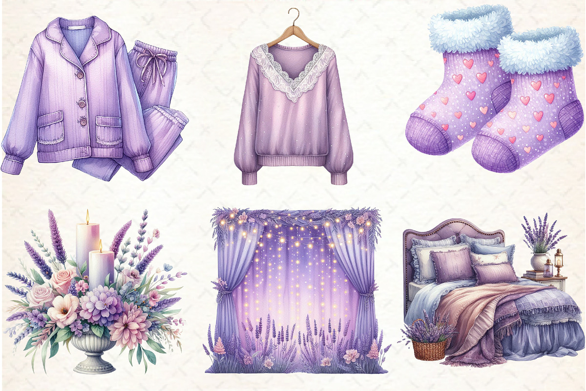 Lavender Pajama Party Spa Day Clipar, an Illustration by Libby Wishes (Photo 6 of 7)