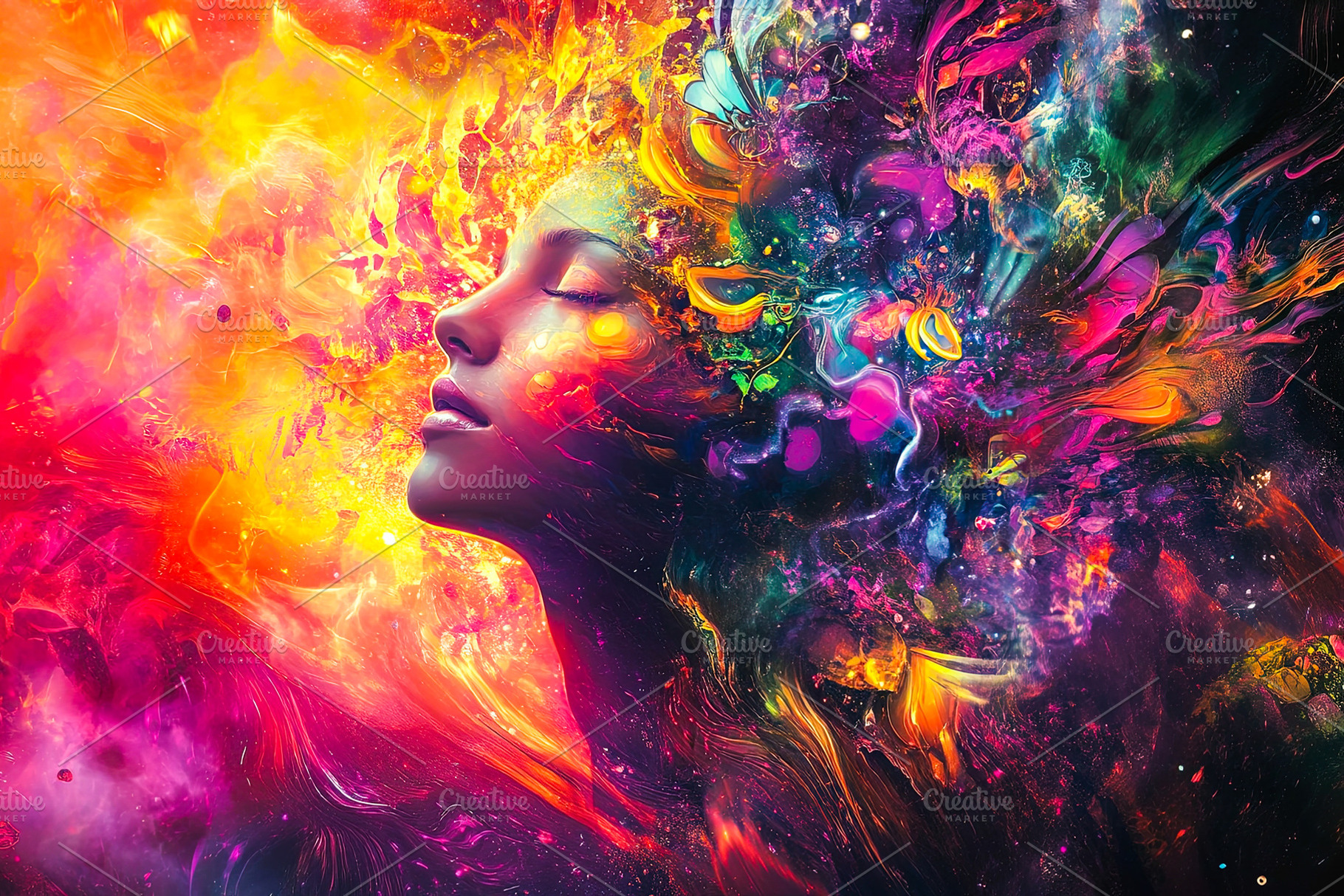 Surreal Woman with Colorful Energy, a Person Photo by Ales Munt