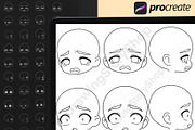 320 Procreate Chibi Boy Head Stamps, a Brush Add-On by DrawingStoryShop (Thumbnail 6 of 8)