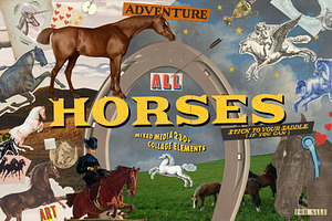 Horses - Mixed Media Collage Kit, an Object Graphic by Freezerondigital