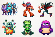 Cute Halloween Retro Monsters PNG, an Illustration by RobertsArt (Thumbnail 3 of 7)
