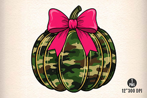 Camo Pumpkin Glitter Coquette Fall, an Illustration by Dream Creation