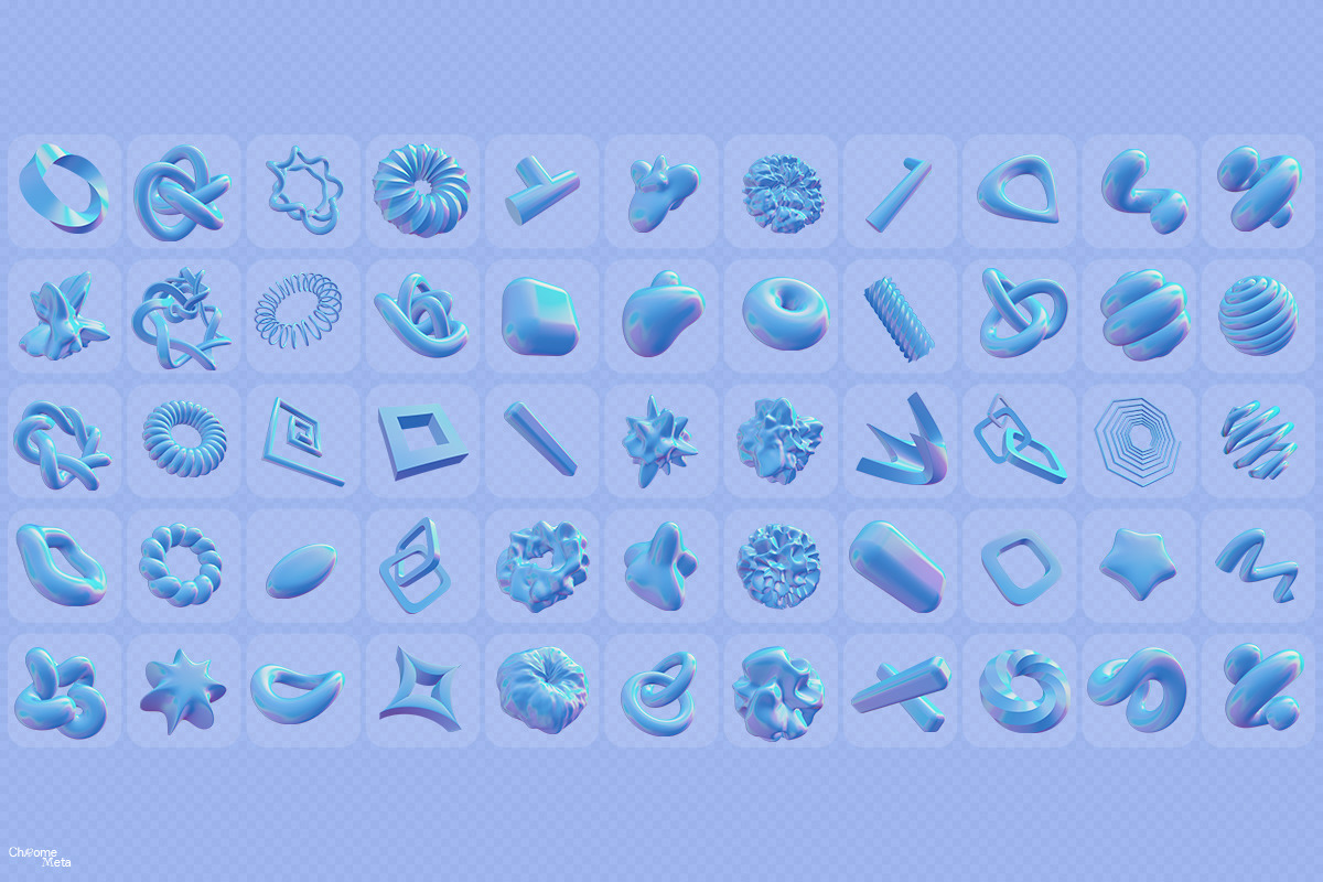 Chrome Meta - 3D Abstract Shapes, an Object Graphic by saintricchi (Photo 6 of 7)