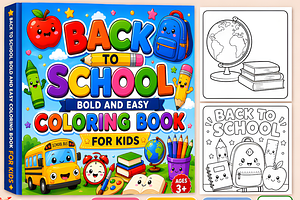 Bold Easy Back to School Coloring, a Decorative Illustration by Coco Bloom