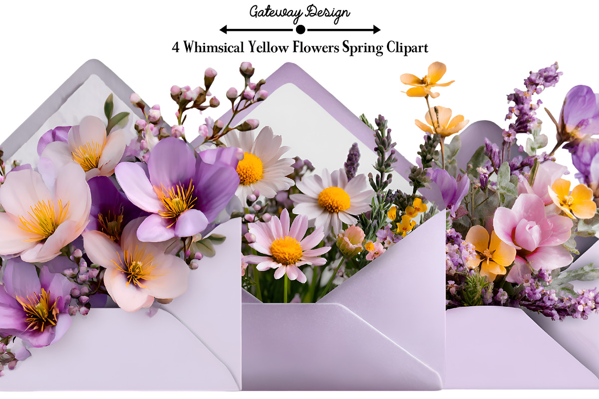 Whimsical Yellow Flowers Spring Clip, an Illustration by GatewayDesign (Photo 1 of 3)