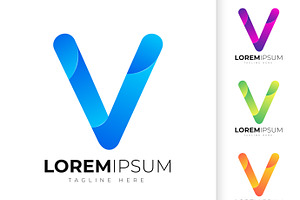 Letter v logo design template
