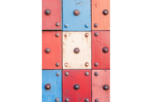 Colorful wooden panels with metal, an Abstract Photo by Lermont51
