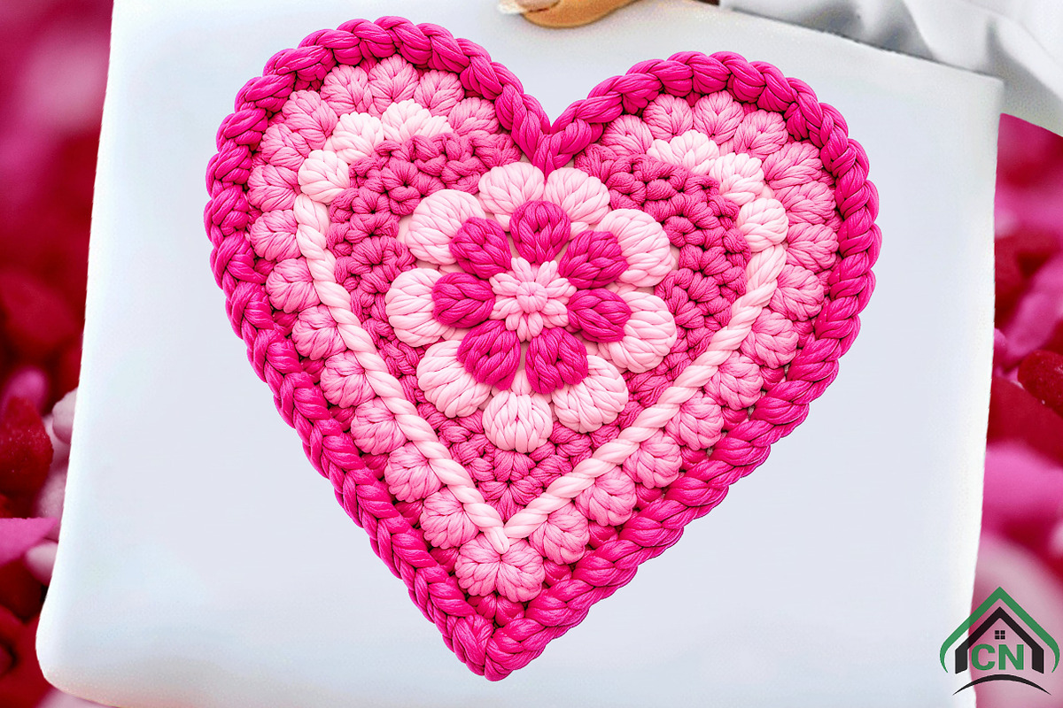 Faux Yarn Crochet Valentine Heart, an Illustration by Craft Nest (Photo 2 of 8)