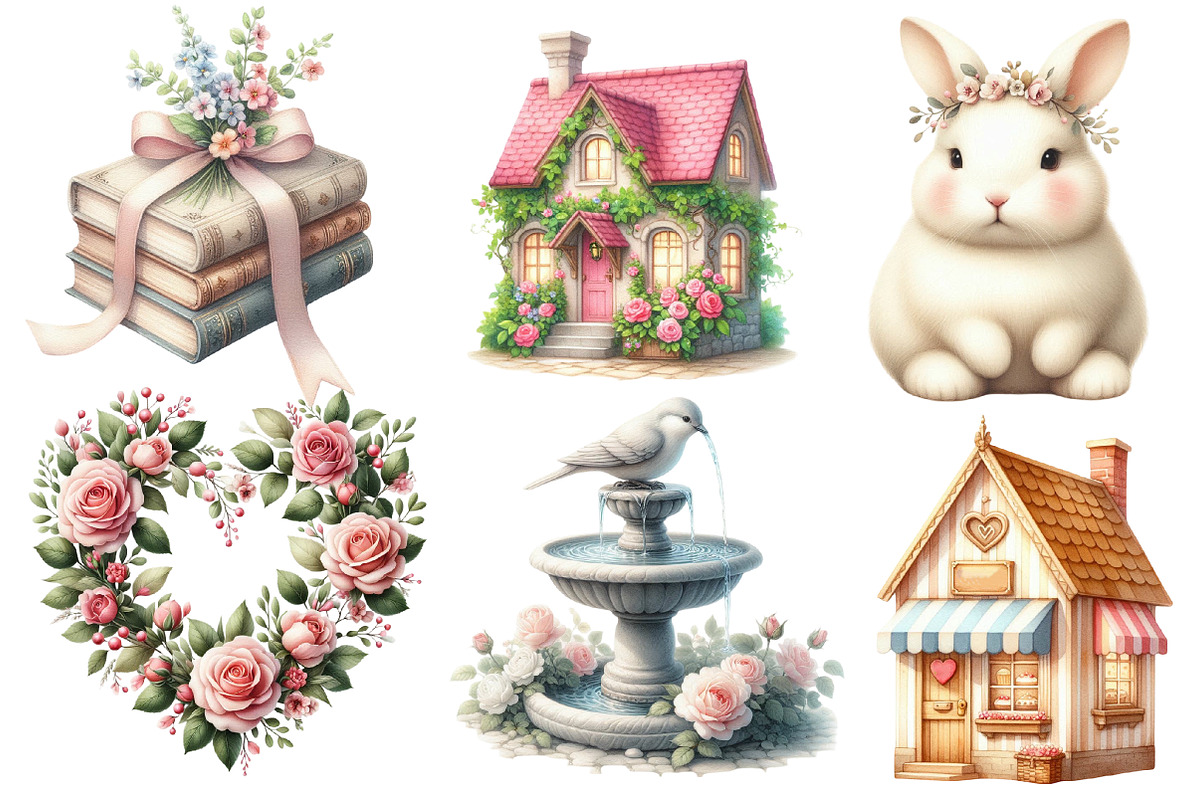 Love in the Little Cottage Clipart, an Illustration by Designworld (Photo 2 of 5)