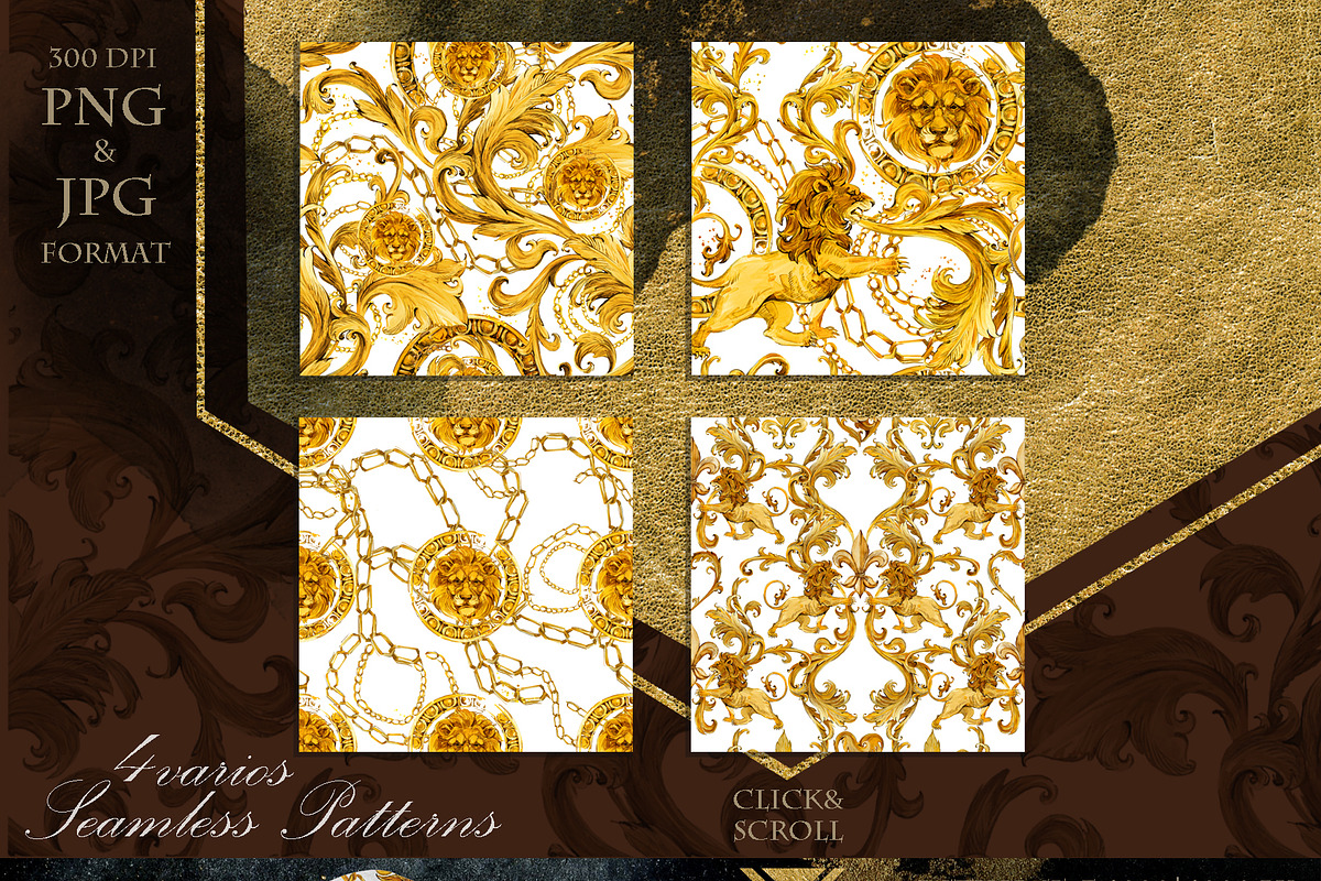 Golden Lions: Luxury Watercolor Kit, a Decorative Illustration by FineArt (Photo 10 of 14)