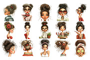 Messy Bun Girls PNG Clipart, a Person Illustration by Nicolle's Colorful Art (Thumbnail 2 of 7)