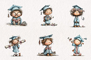 Whimsical Graduation Kids Clipart, an Animal Illustration by CreationArt (Thumbnail 3 of 4)
