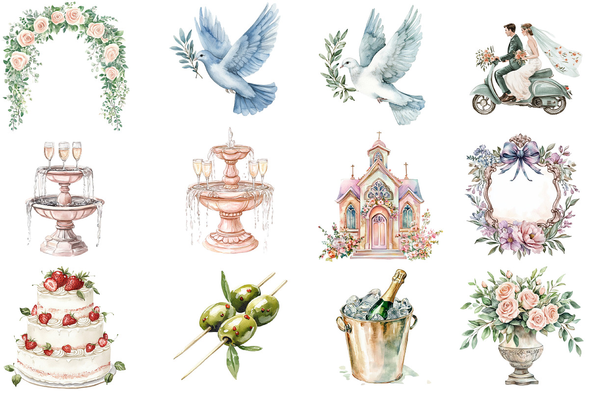Whimsy Hand-drawn Watercolor Wedding, an Illustration by DreamCafeArt (Photo 2 of 8)