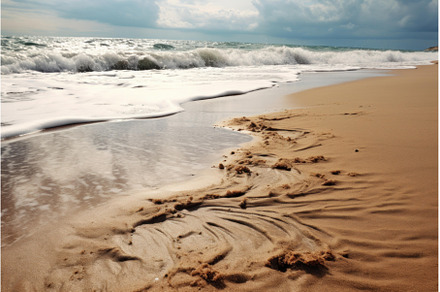 Serene beach footprints at sunset, a Holiday Photo by Ylivdesign