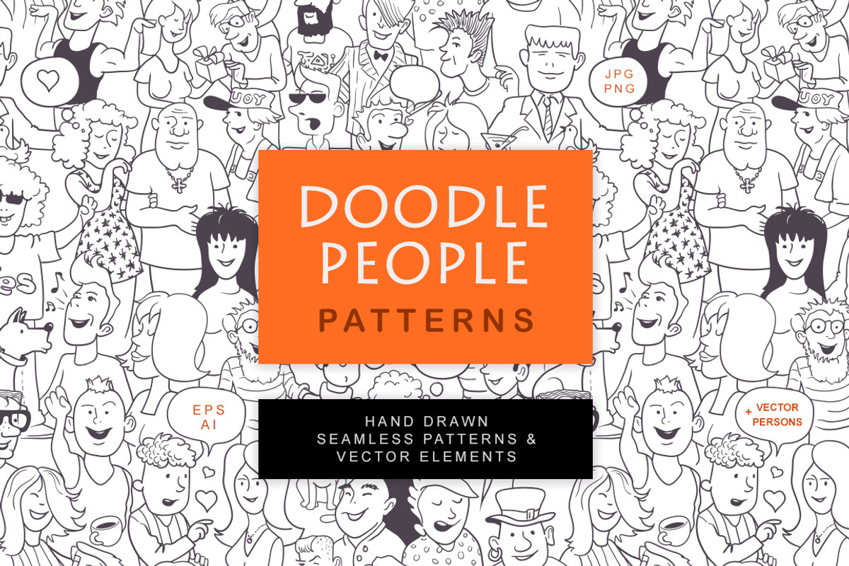 Doodle People Pattern Set, a Pattern Graphic by Savgraf (Photo 1 of 6)