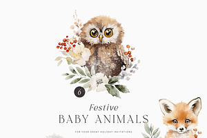 WINTER BABIES Watercolor Animals