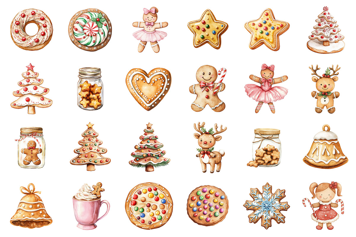 Watercolor Gingerbread Clipart, an Illustration by SinaCreation (Photo 2 of 5)
