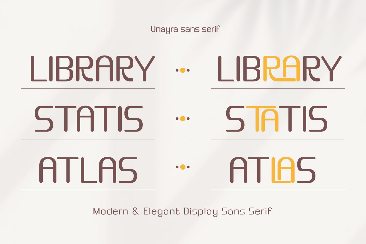 Unayra - Display Font, a Sans Serif Font by trabaskriya (Photo 2 of 8)