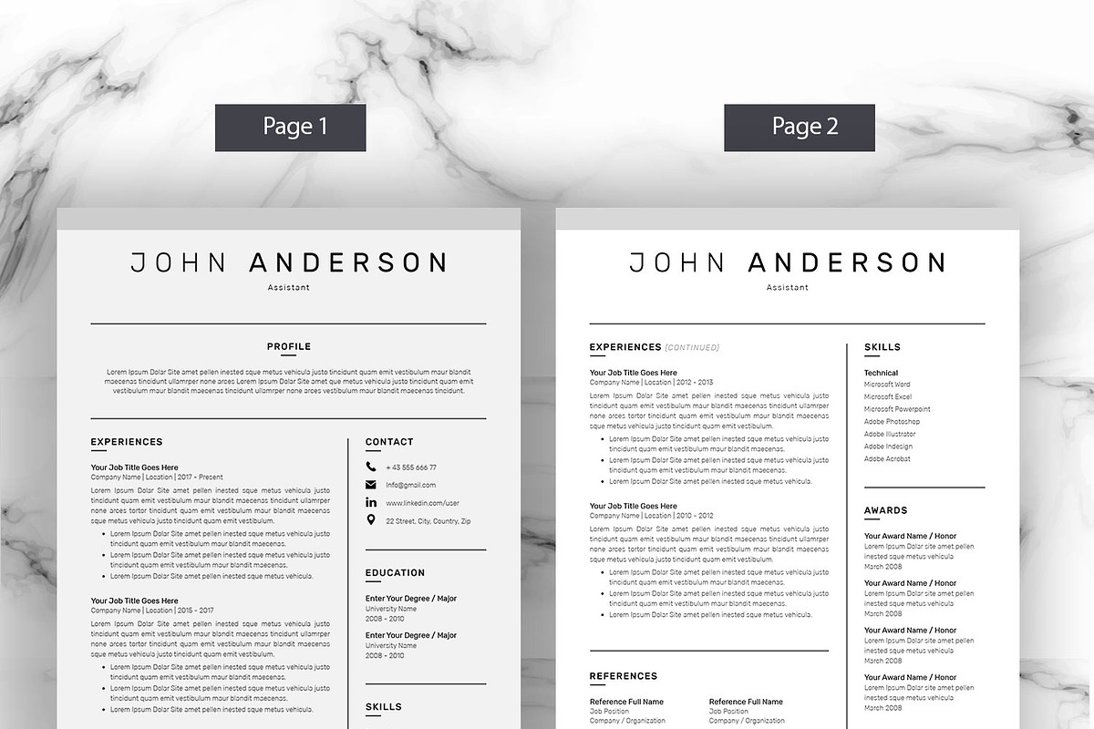 Resume/CV (3 Pages), a Resume Template by SlideCo