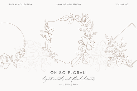 Handrawn Floral Bouquets and Frames