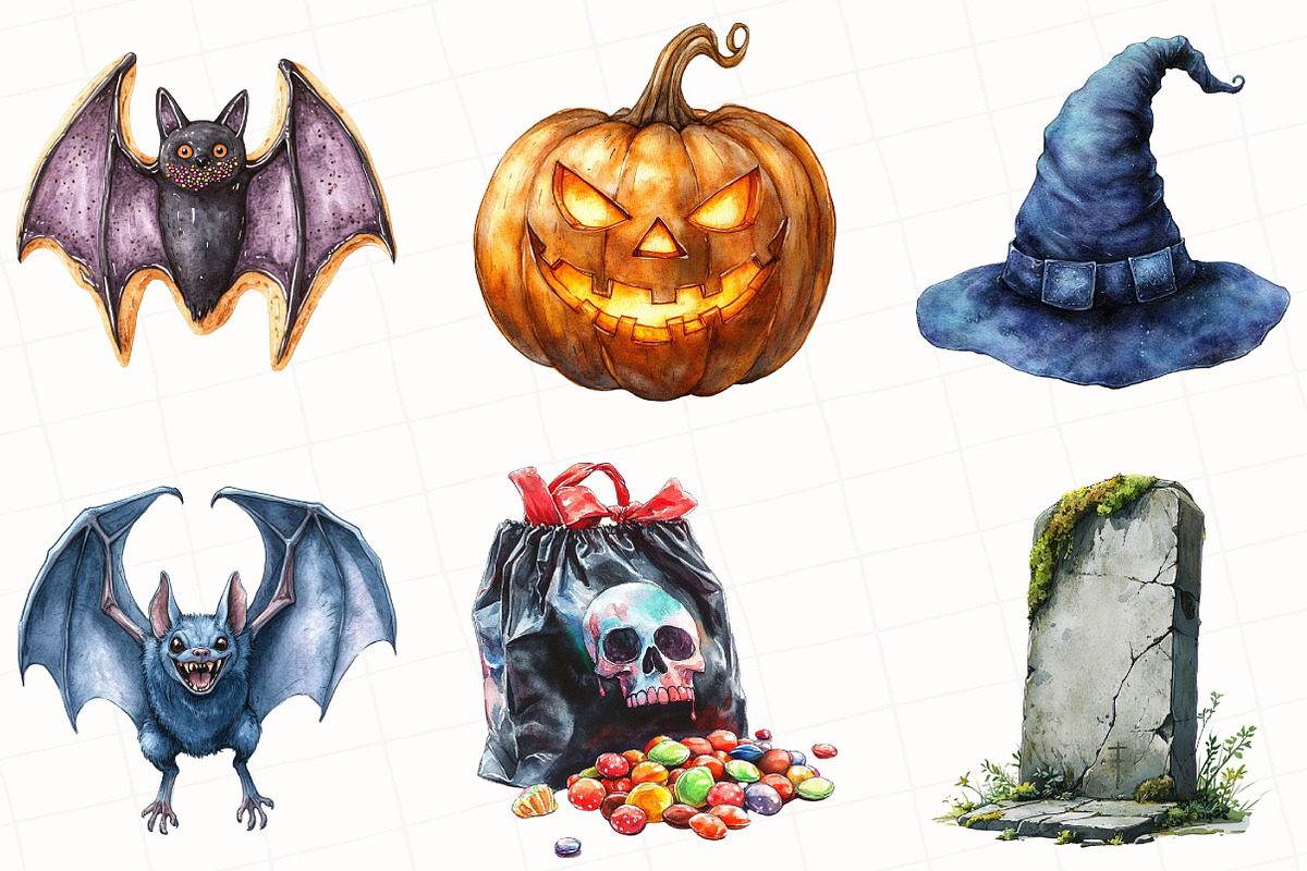 Watercolor Halloween Clipart Bundle, an Illustration by OK Design (Photo 5 of 5)