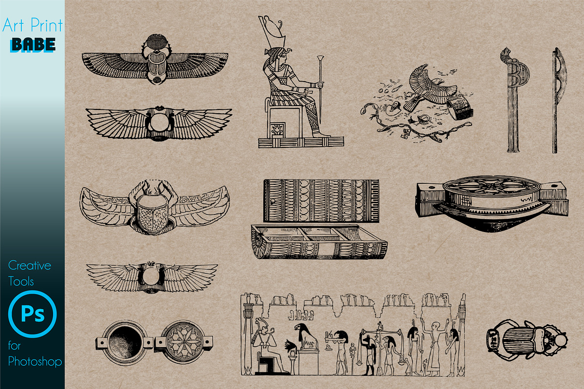 Photoshop Egyptian Brush Tattoo Art, a Brush Add-On by ArtPrintBabe (Photo 5 of 8)