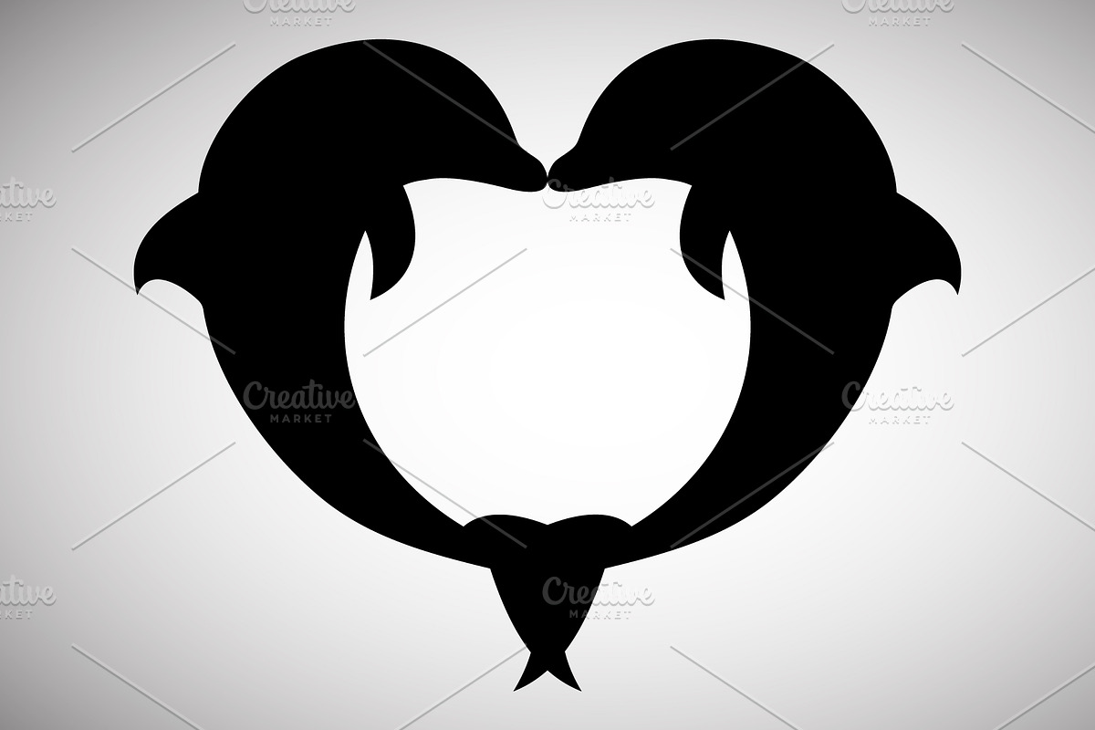 Two Dolphins in a Heart Shape, an Animal Illustration by Ghagra (Photo 1 of 4)