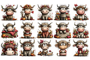 Fall Highland Cow PNG Clipart Bundle, an Animal Illustration by Nicolle's Colorful Art (Thumbnail 4 of 5)