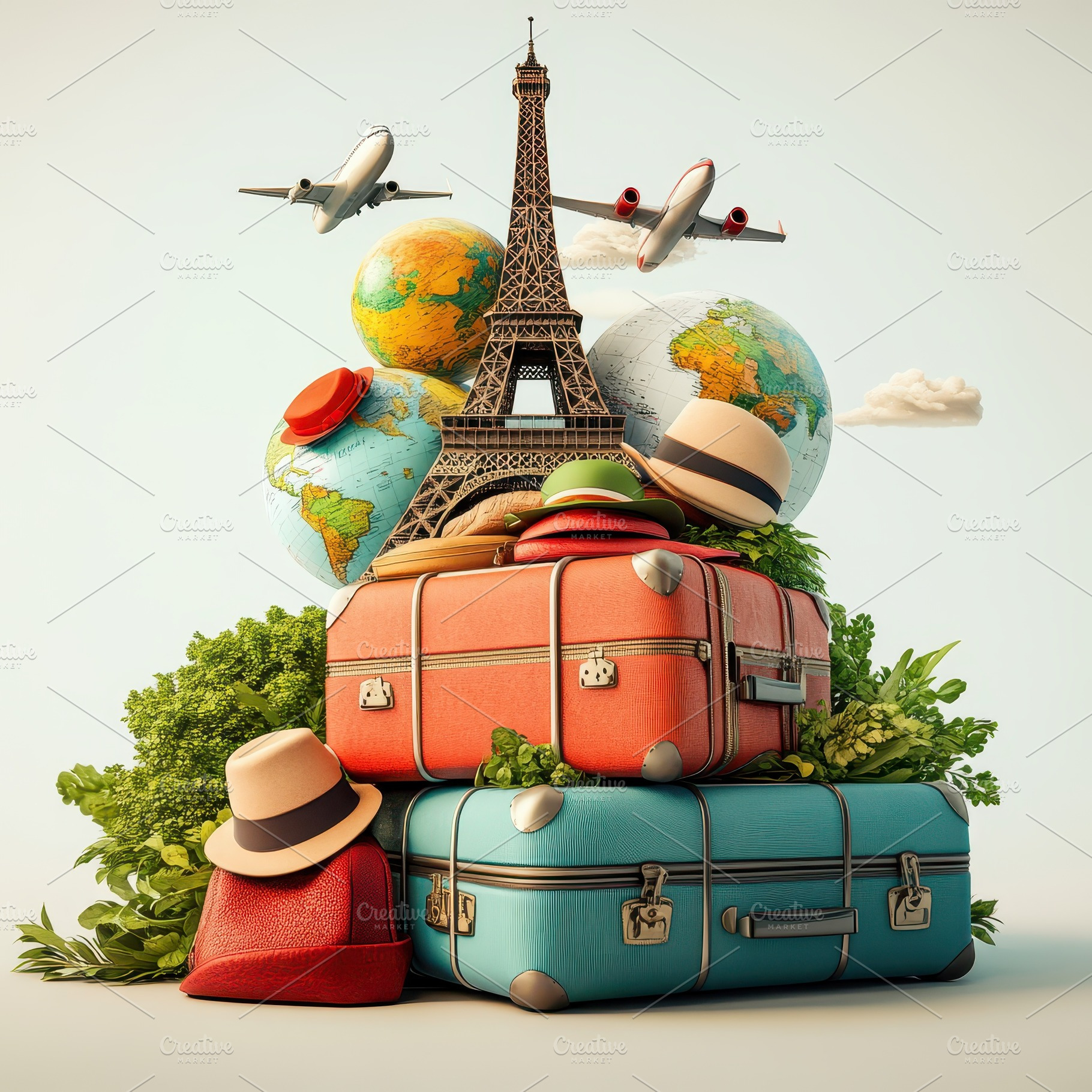 Eiffel Tower Travel Adventure Suitca, a Beauty & Fashion Photo by Pixeness Studio