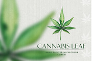 Watercolor Marijuana Leaf, an Object Graphic by Jeanina Vlad (Thumbnail 1 of 2)