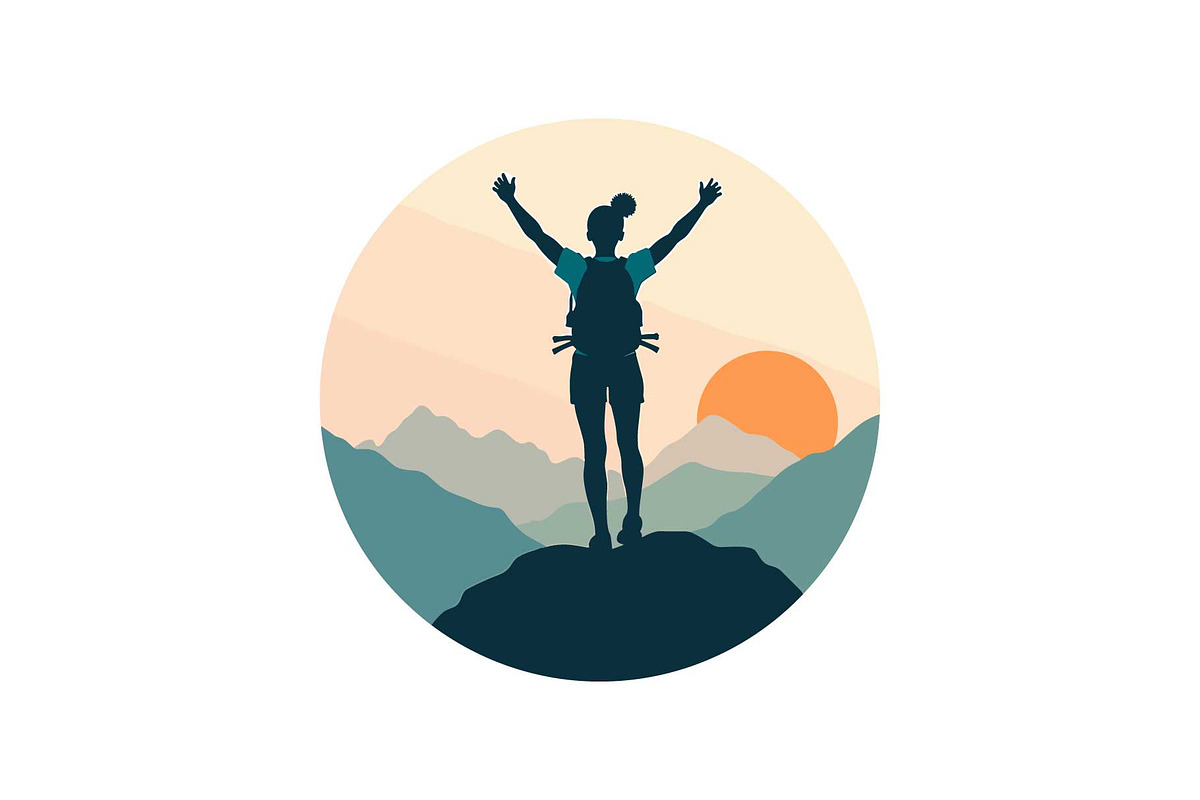 Sunset Mountain Victory Silhouette, an Object Graphic by yasushie (Photo 10 of 16)