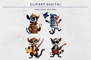 10 Lemura Cliparts Digital Printable, an Illustration by Wilin Digital (Thumbnail 2 of 2)
