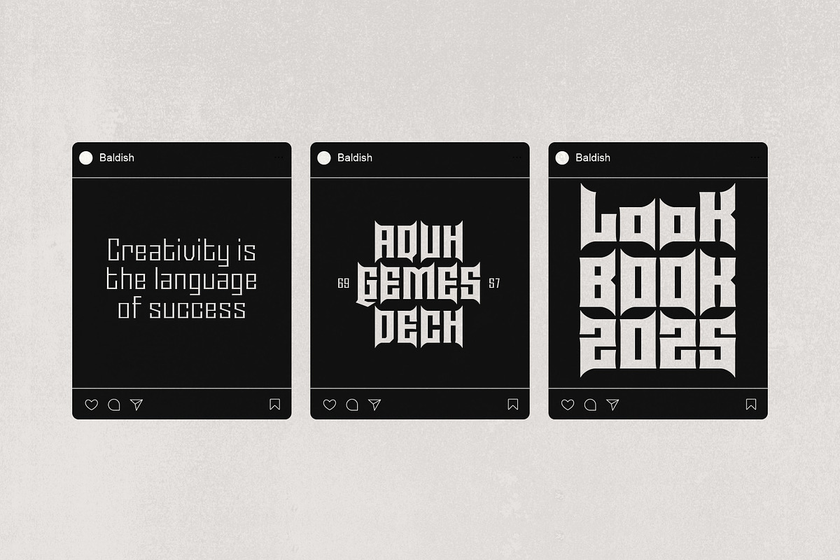 Baldish - Modern Display Gothic, a Blackletter Font by creativemedialab (Photo 2 of 14)