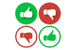 Thumb up and down symbols. Human hand icon.