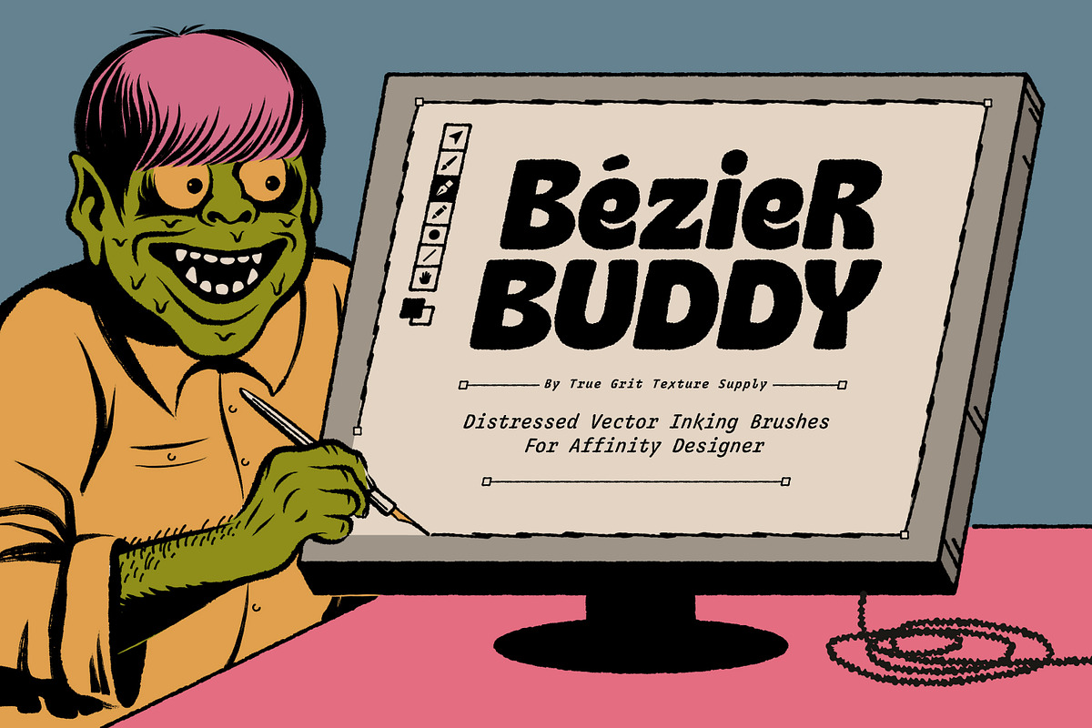 Bézier Buddy brushes for Affinity, a Brush Add-On by True Grit Texture Supply (Photo 1 of 10)