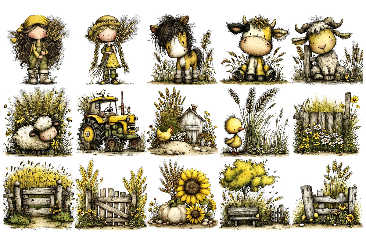 Whimsical Wheat Farm PNG, a Seasonal Illustration by Nicolle's Colorful Art (Photo 2 of 4)