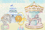 Watercolor Circus Clipart Images, an Illustration by Whimseez (Thumbnail 1 of 4)