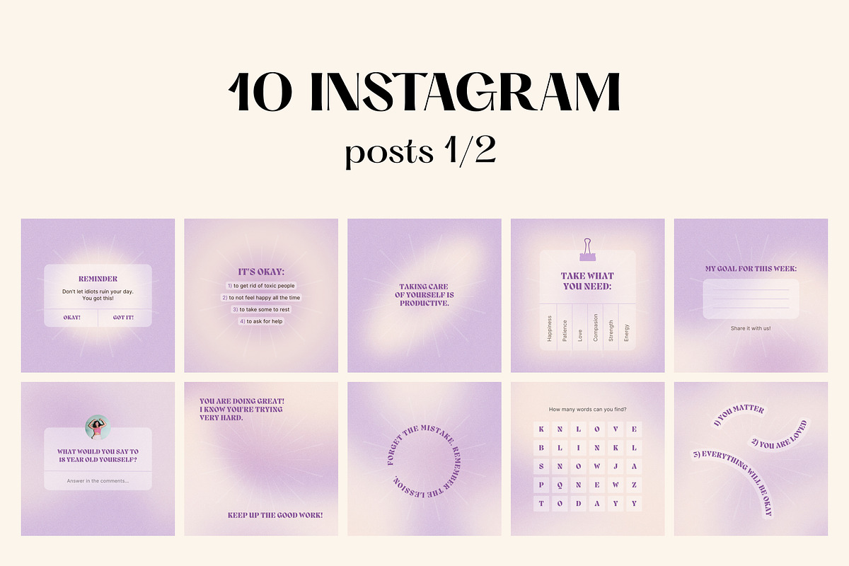 Canva Purple Beige Dreams Instagram, a Social Media Template by Alice Store (Photo 3 of 8)