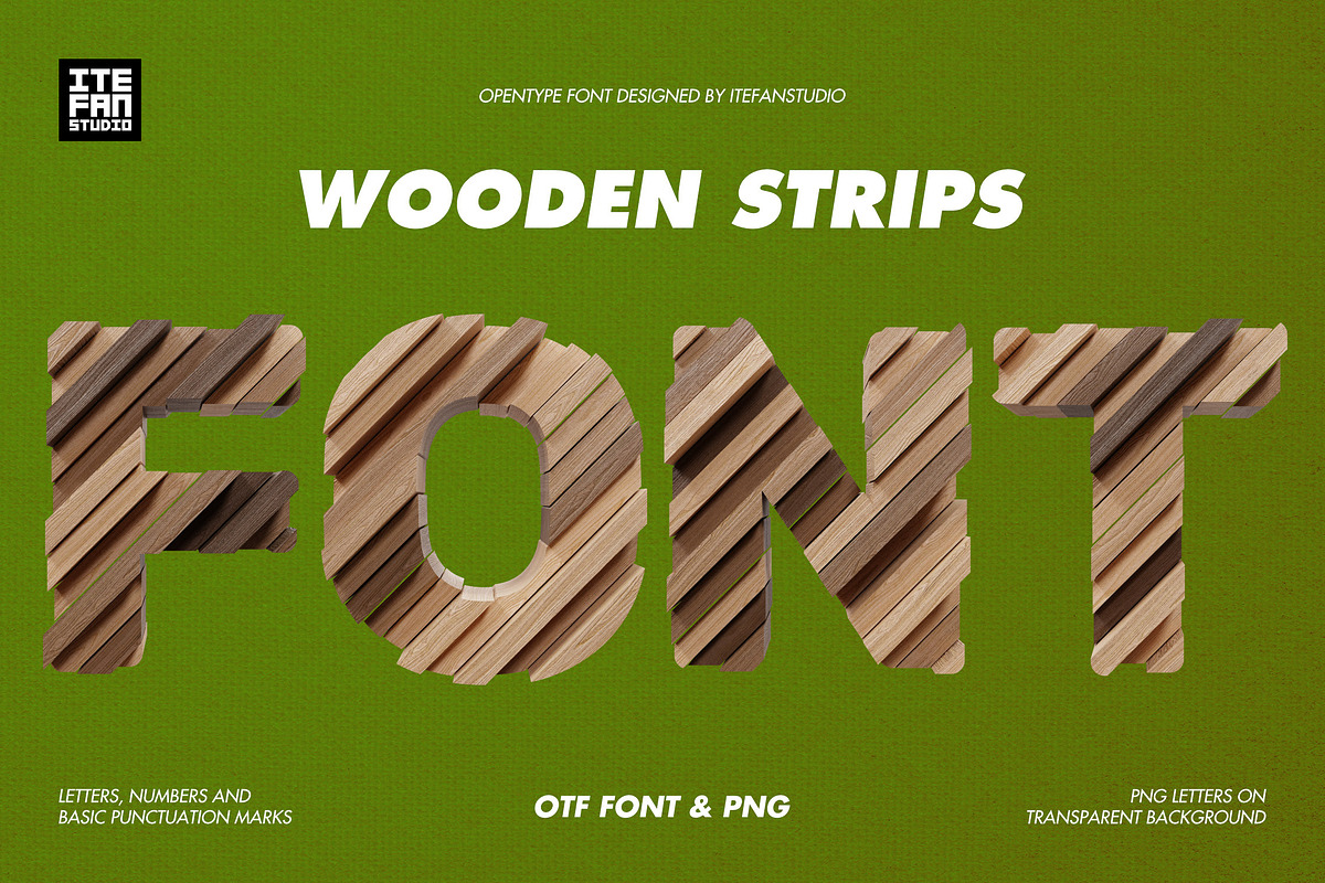 Wooden Strips Font, a Sans Serif Font by itefan Studio (Photo 1 of 5)