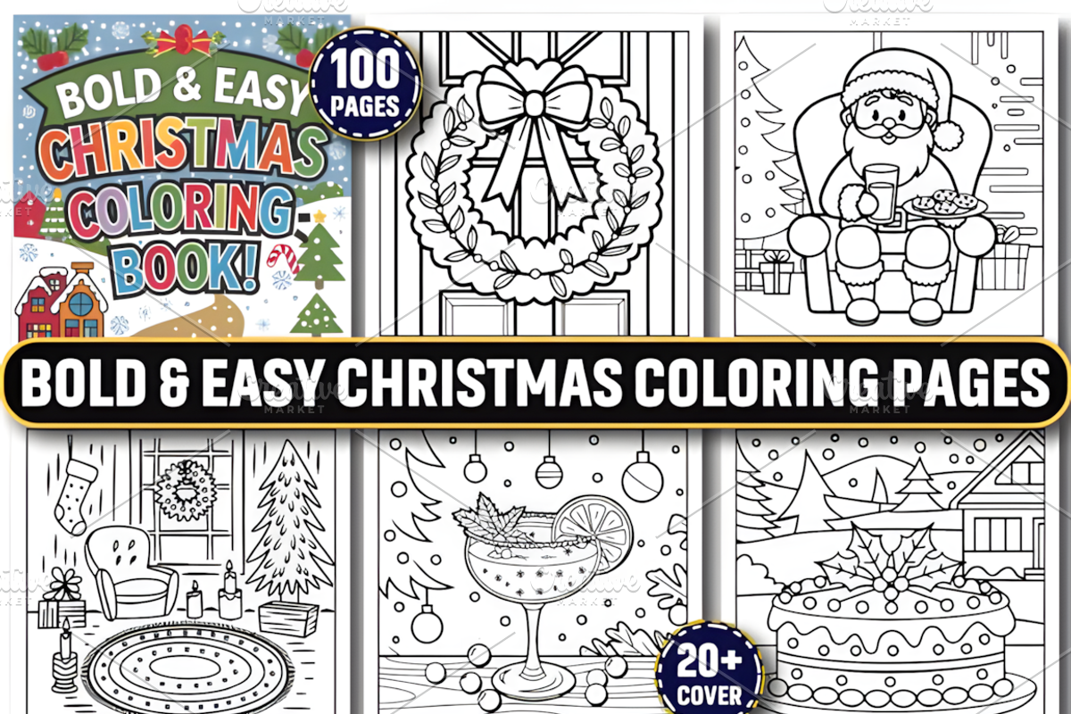 Bold & Easy Christmas Coloring, a Seasonal Illustration by Coco Bloom (Photo 1 of 5)