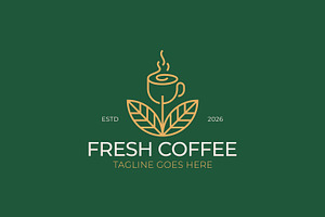 Fresh Leaf Organic Coffee Cup Logo, a Branding & Logo Template by Signatoro