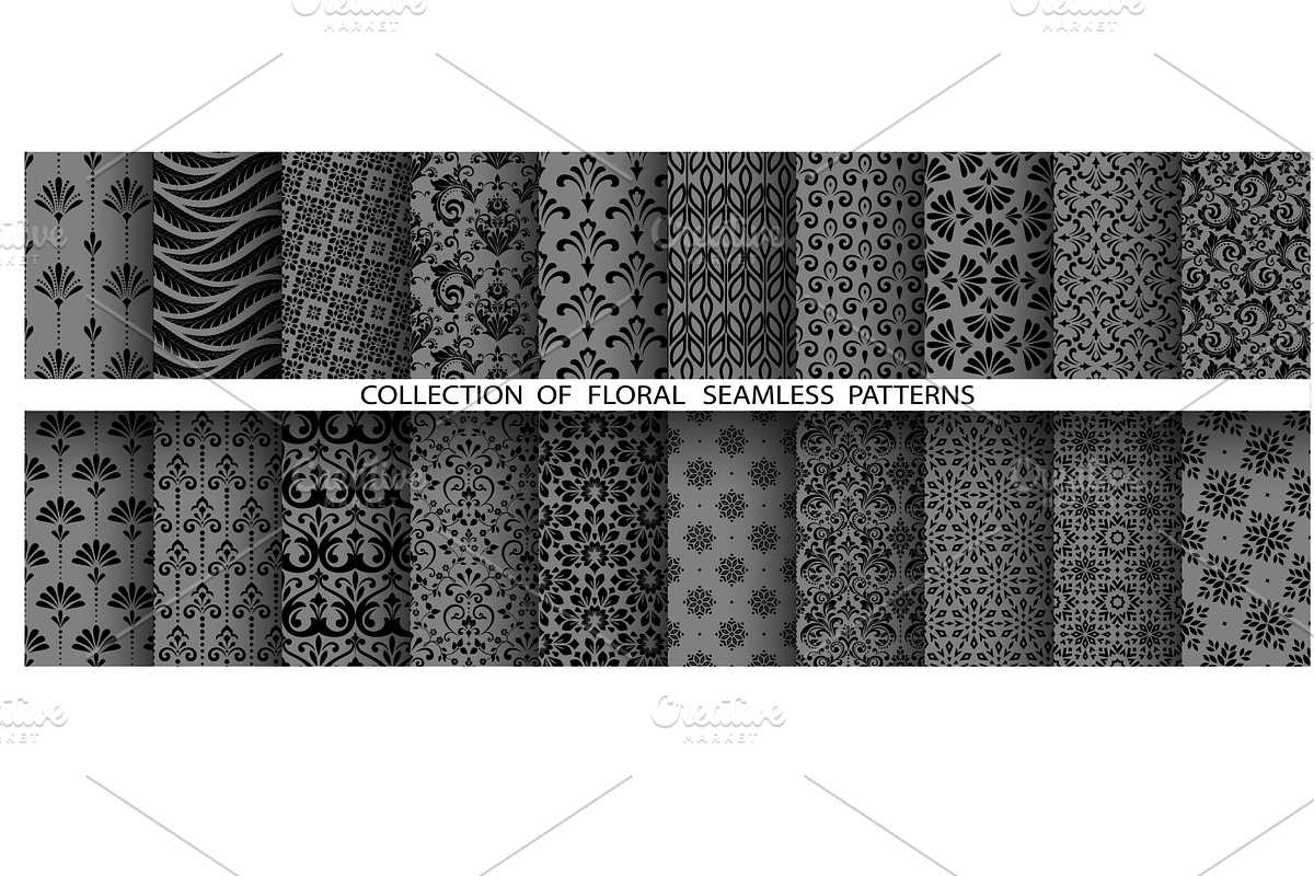 Geometric floral set patterns, a Pattern Graphic by RODINA (Photo 1 of 3)