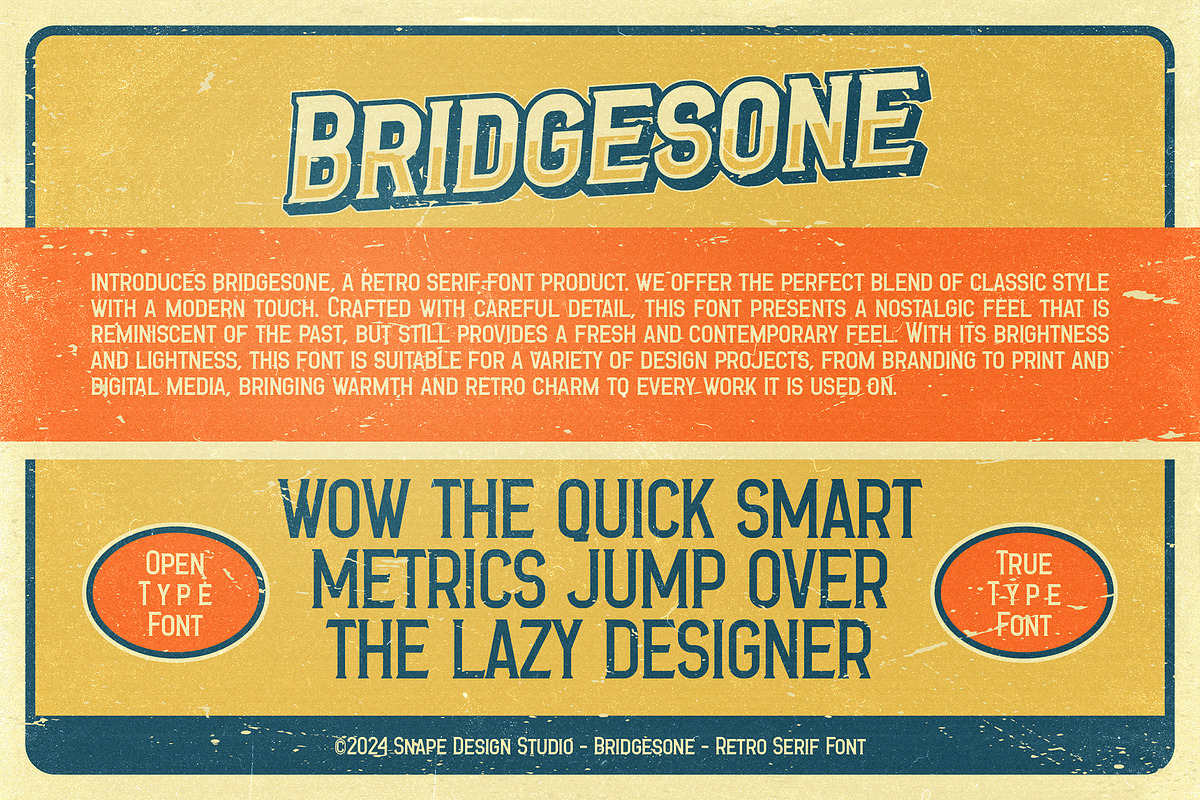 Bridgesone - Retro Serif Font, a Serif Font by Snape Design Studio (Photo 2 of 7)