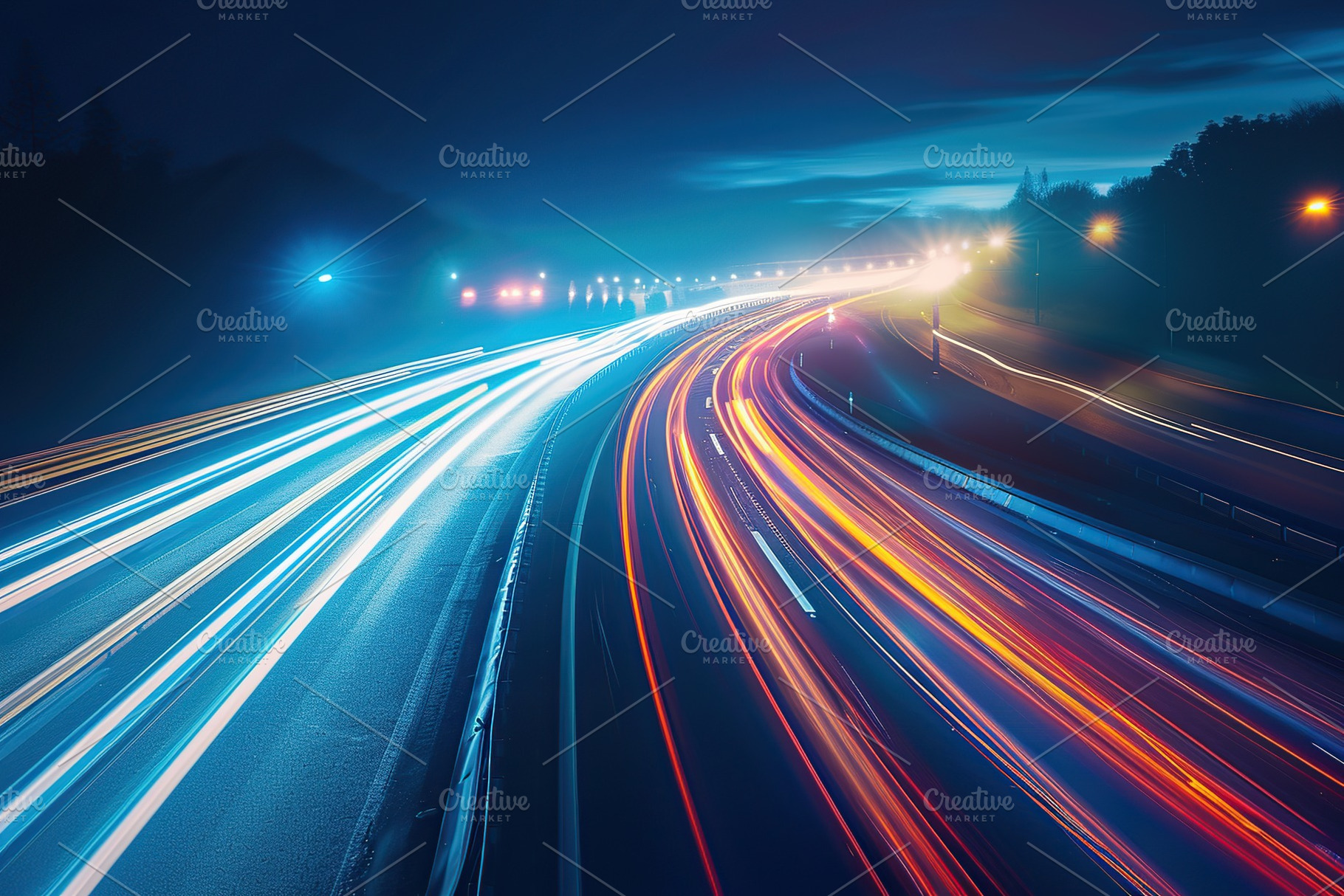 Traffic light trails in night city, an Abstract Photo by AlyaAnd