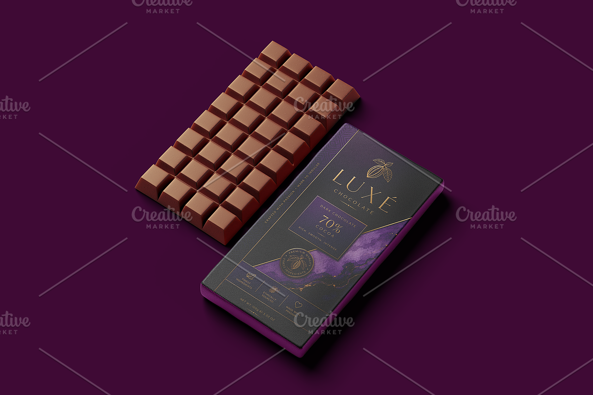 Chocolate Bar Packaging Mockup, a Packaging Mockup by Transly Graphics (Photo 2 of 2)
