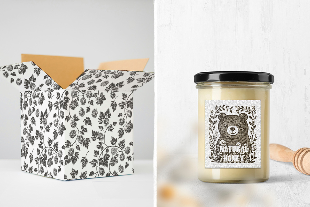 100 Teddy Bear linocut prints, an Object Graphic by DariSmartArt (Photo 12 of 15)