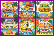 Hello Summer Coloring Pages for Kids, a Seasonal Illustration by Ink Gallery (Thumbnail 4 of 4)
