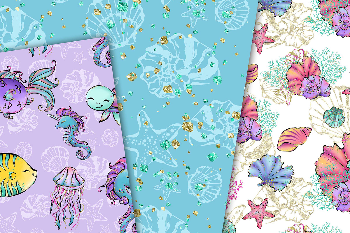 Mermaid patterns, a Pattern Graphic by DarinaDigital (Photo 5 of 6)