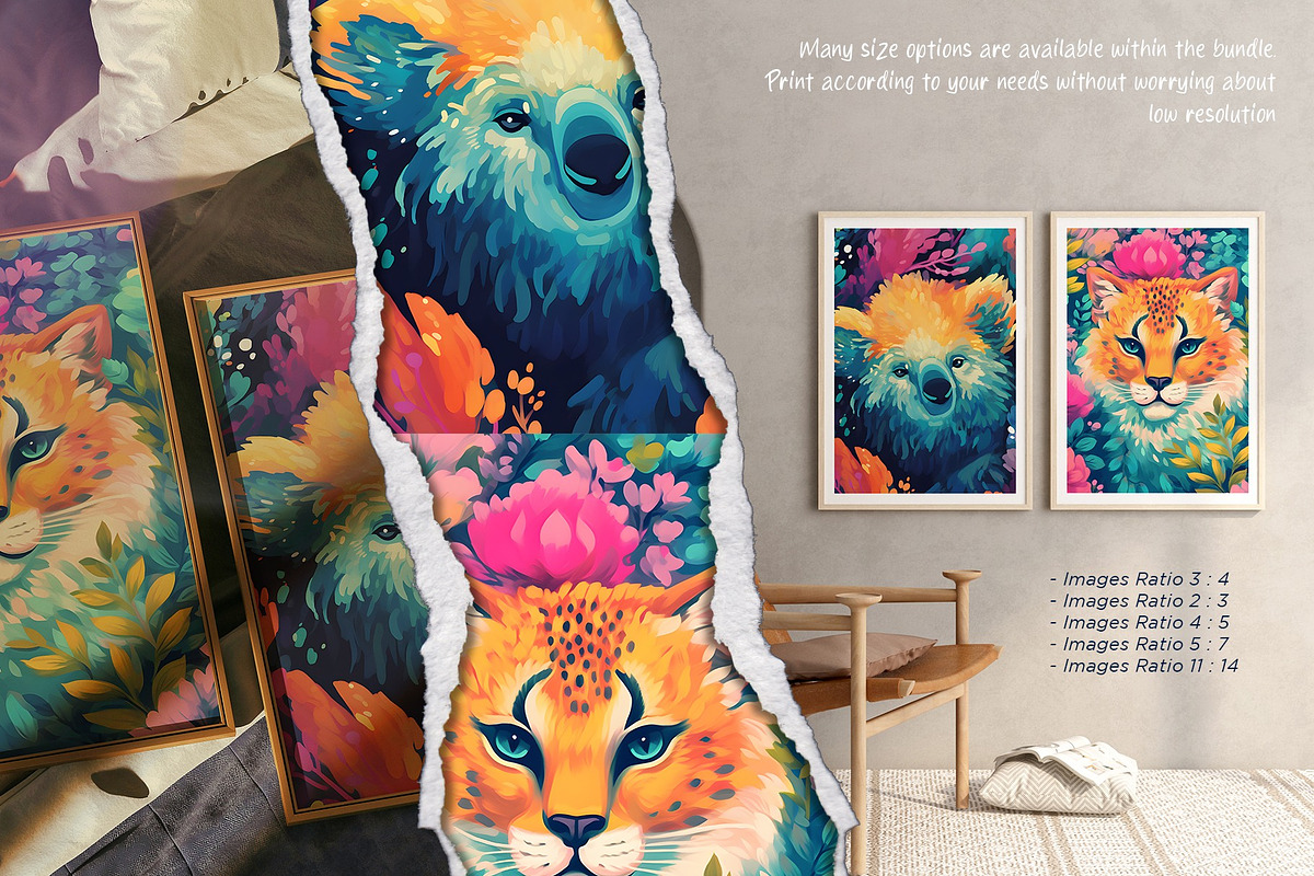 Wild Animal in Tropical Jungle Art, a Wallpaper Graphic by Vibrand Studio (Photo 4 of 10)