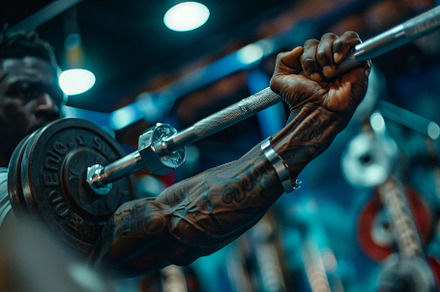 A man with muscular arms lifting a b, a Photo by Iftikhar Alam